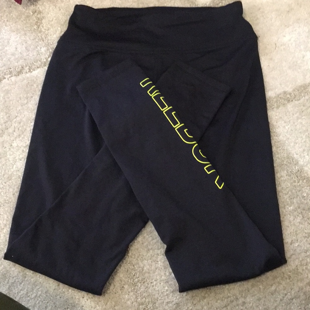 Reebok black and yellow yoga pants